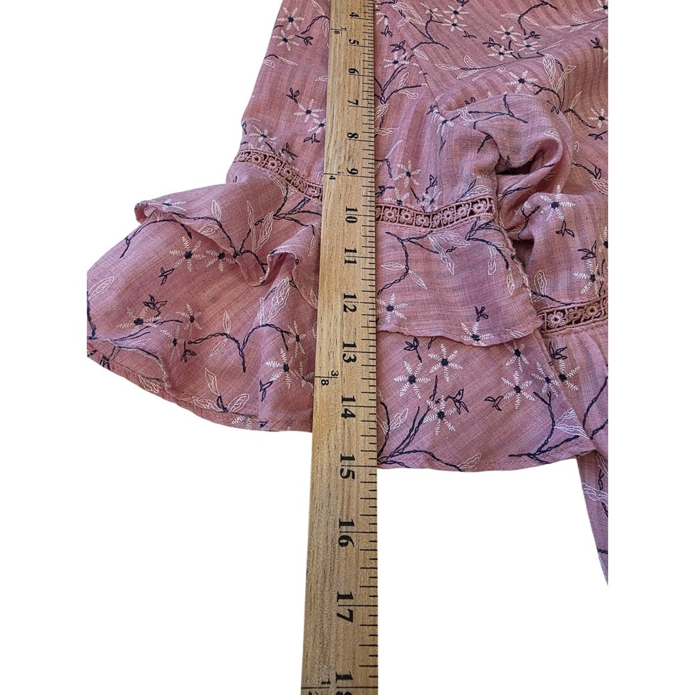 Hidden Alley Pink Floral Ruffle Sleeve Babydoll Dress L Cottagecore - Picture 7 of 8